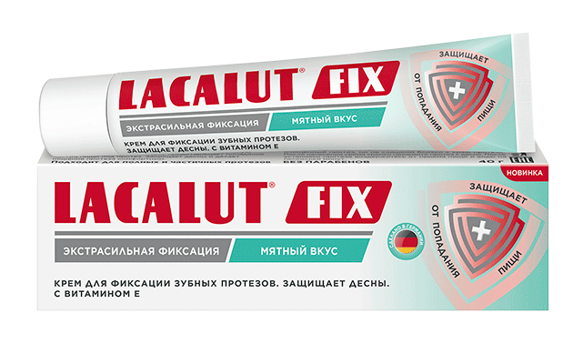 Lacalut Fix Крем для фиксации зубных протезов, крем для фиксации зубных протезов, мятный вкус, 40 мл, 1 шт.