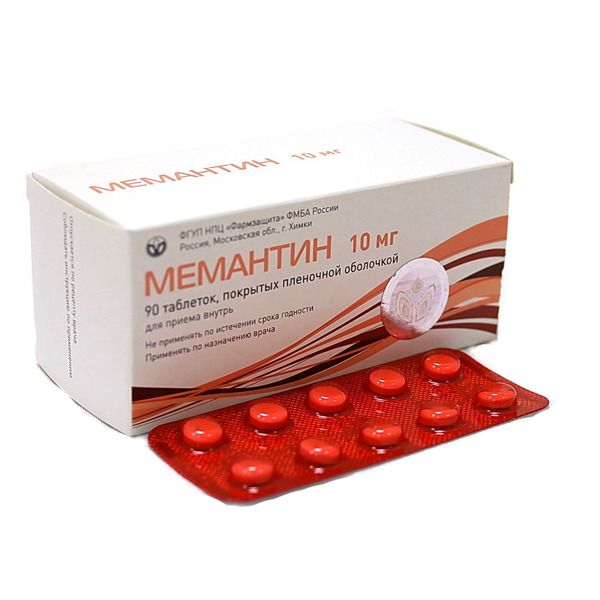 Мемантин, 10 мг, таблетки, покрытые пленочной оболочкой, 90 шт.