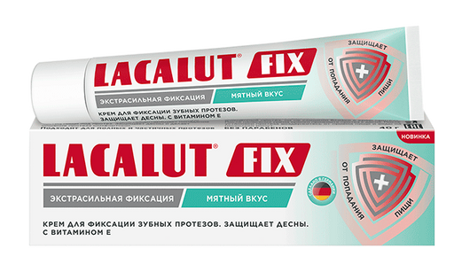 Lacalut Fix Крем для фиксации зубных протезов, крем для фиксации зубных протезов, мятный вкус, 40 мл, 1 шт.