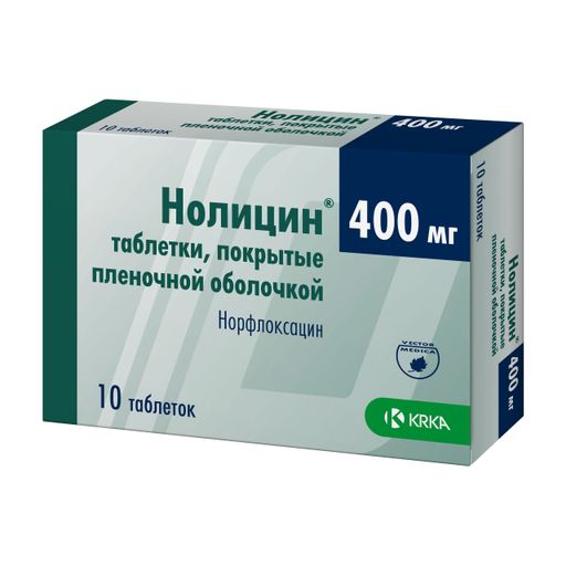 Нолицин, 400 мг, таблетки, покрытые пленочной оболочкой, 10 шт.