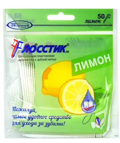 Dr Steve зубочистка с нитью Лимон, 30 шт.