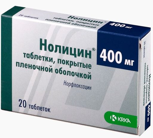 Нолицин, 400 мг, таблетки, покрытые пленочной оболочкой, 20 шт.