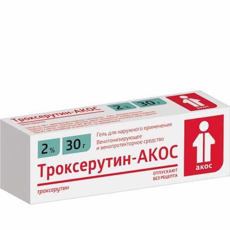 Троксерутин-АКОС, 2%, гель для наружного применения, 30 г, 1 шт.