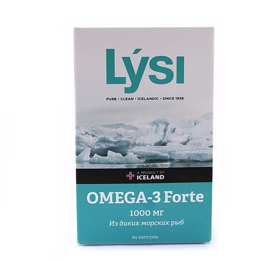 Lysi Омега-3 Форте, 1000 мг, капсулы, 64 шт.