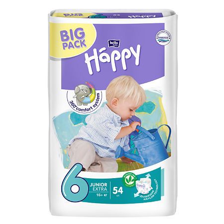 Bella Baby Happy Junior Extra 6 Подгузники детские, 16+ кг, 54 шт.