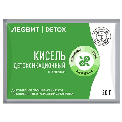 Леовит Detox Кисель детоксикационный ягодный, порошок, клубника, 20 г, 1 шт.