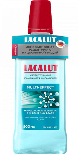 Lacalut Мульти-эффект ополаскиватель антибактериальный, раствор для полоскания полости рта, антибактериальный, 500 мл, 1 шт.