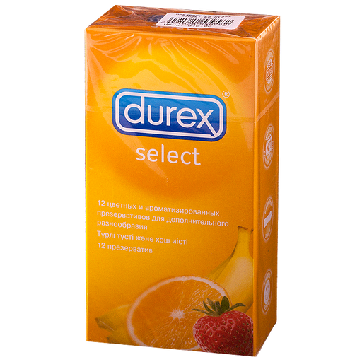 Презервативы Durex Select Fruity Mix, презерватив, цветные, ароматизированные, 12 шт.