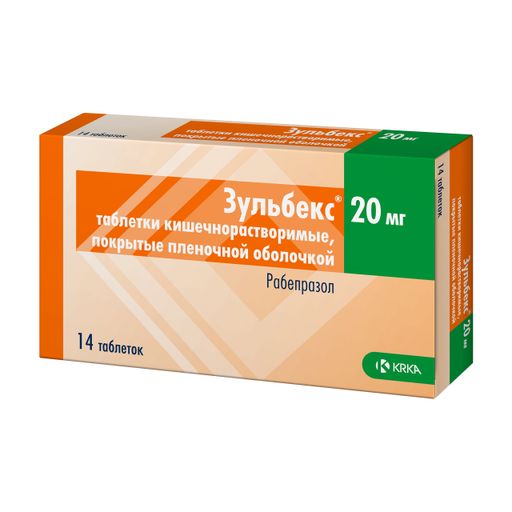 Зульбекс, 20 мг, таблетки, покрытые кишечнорастворимой оболочкой, 14 шт.