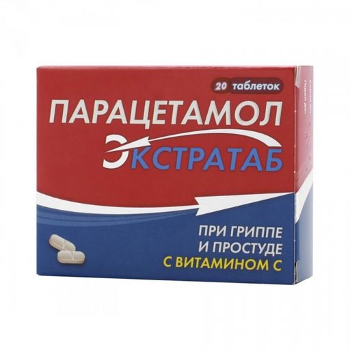 Парацетамол Экстратаб, 500 мг+150 мг, таблетки, 20 шт.